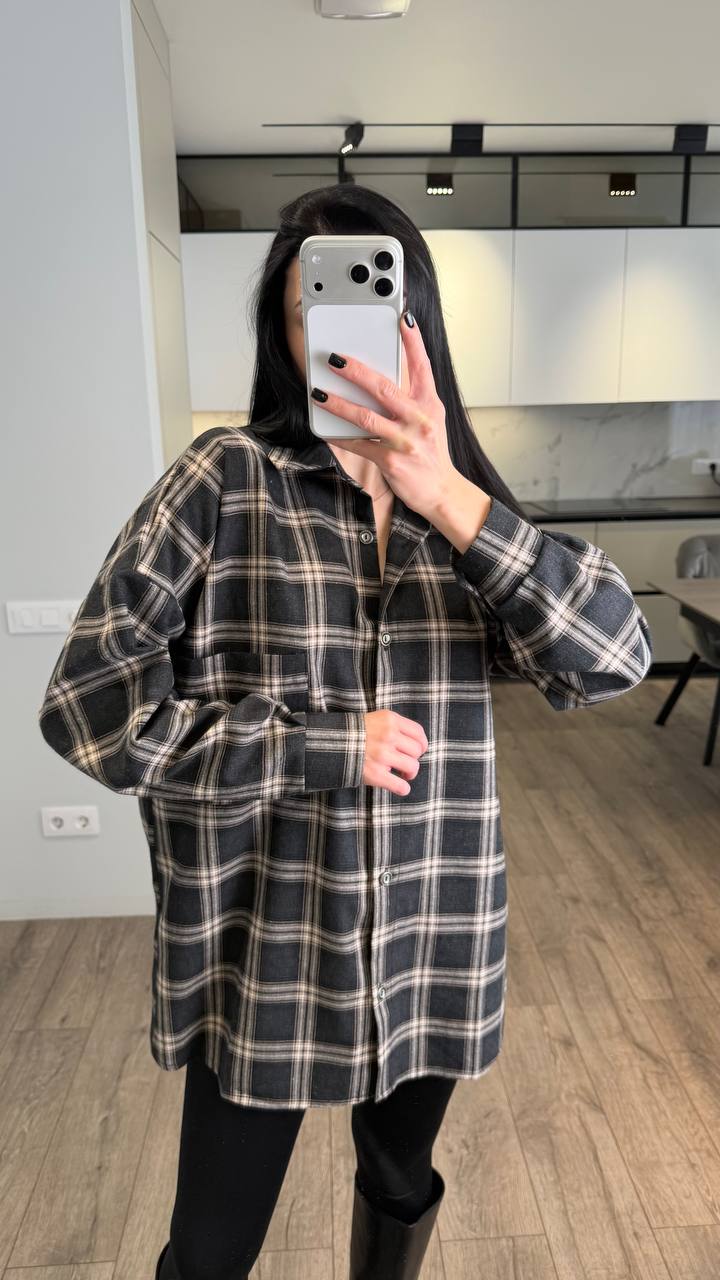 Сорочка в клітинку oversize — ракурс 3