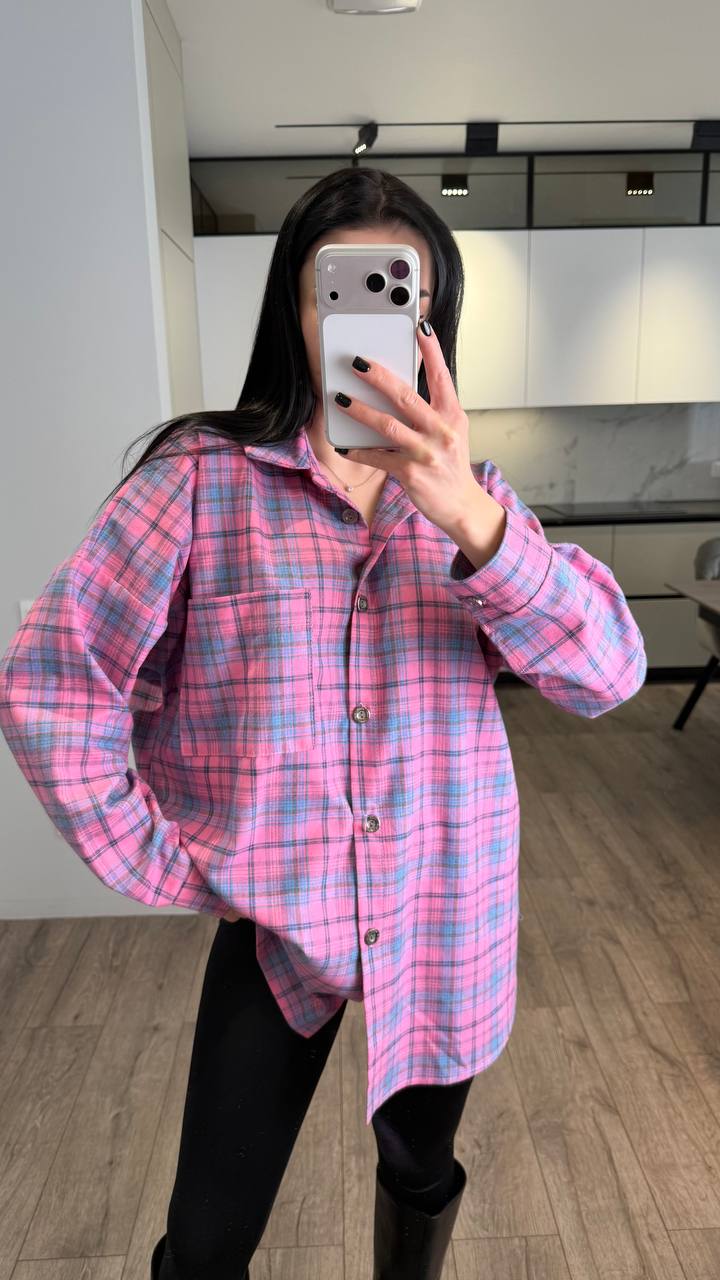 Сорочка в клітинку oversize — ракурс 2